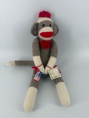 Original Sock Monkey Doll 20" Stuffed Plush Retro Animal Classic Toy Ozark USA